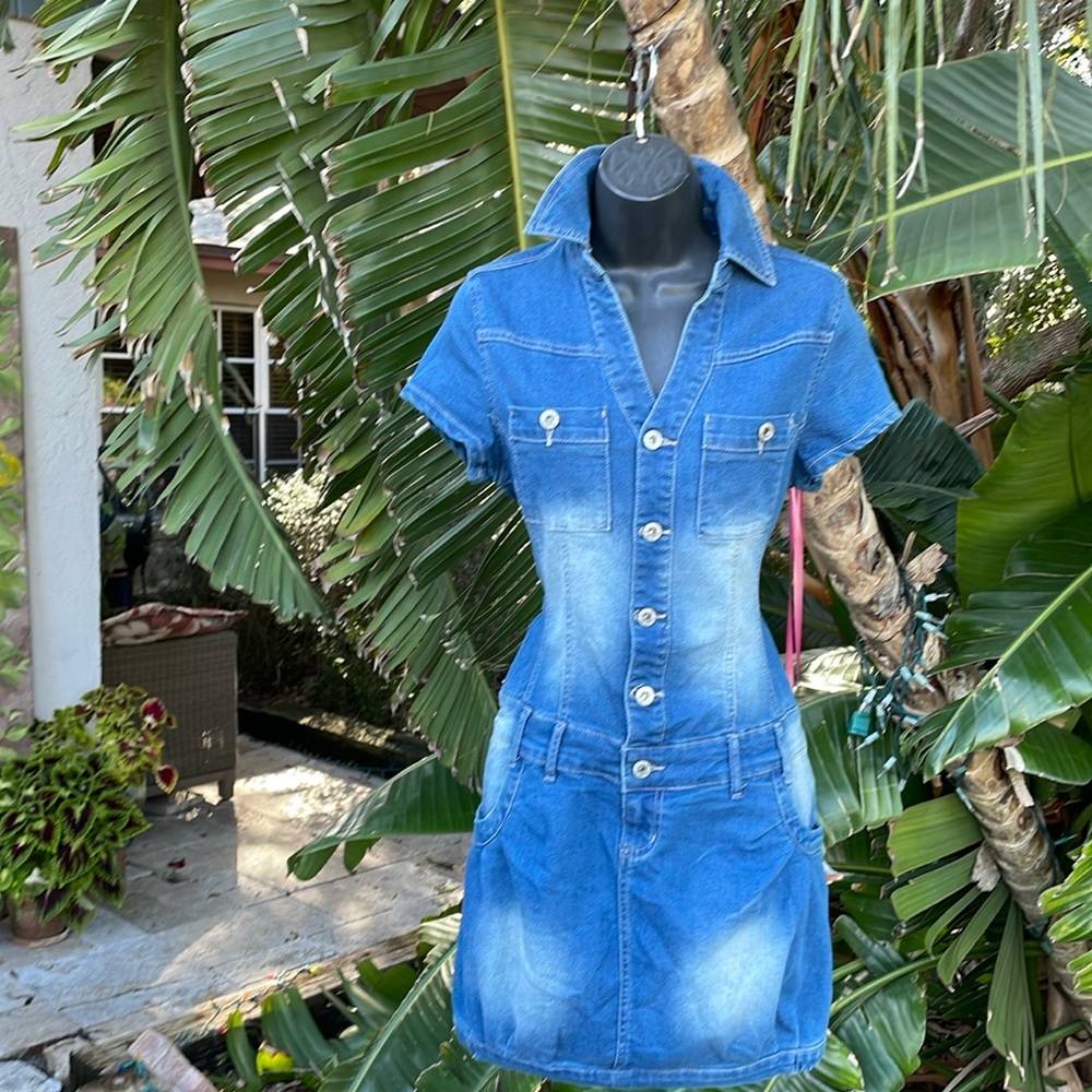 Denim drop waste bubble skirt, mini dress